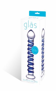 Glas - Blå Spiralglas Dildo